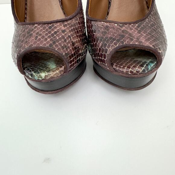 Donald J. Pliner Womens Platform Peep Toe Heels Size 7.5 Snake Print Leather - Picture 7 of 11